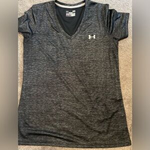 Under Armour black and silver v neck t shirt